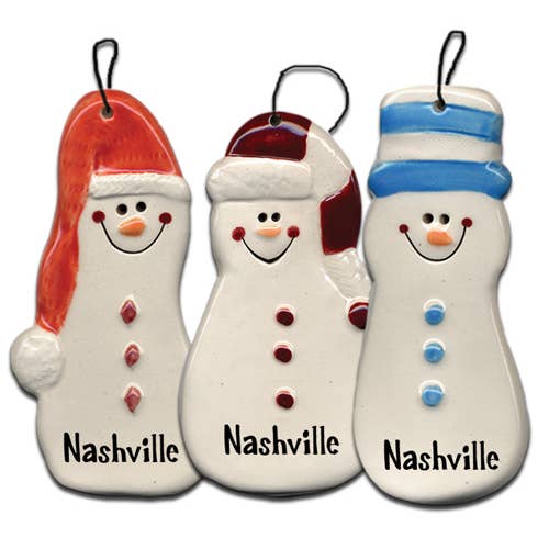 August Ceramics - Wholesale Ornament Set - Ceramic snowman assortment- Tall & skinny -Customizable