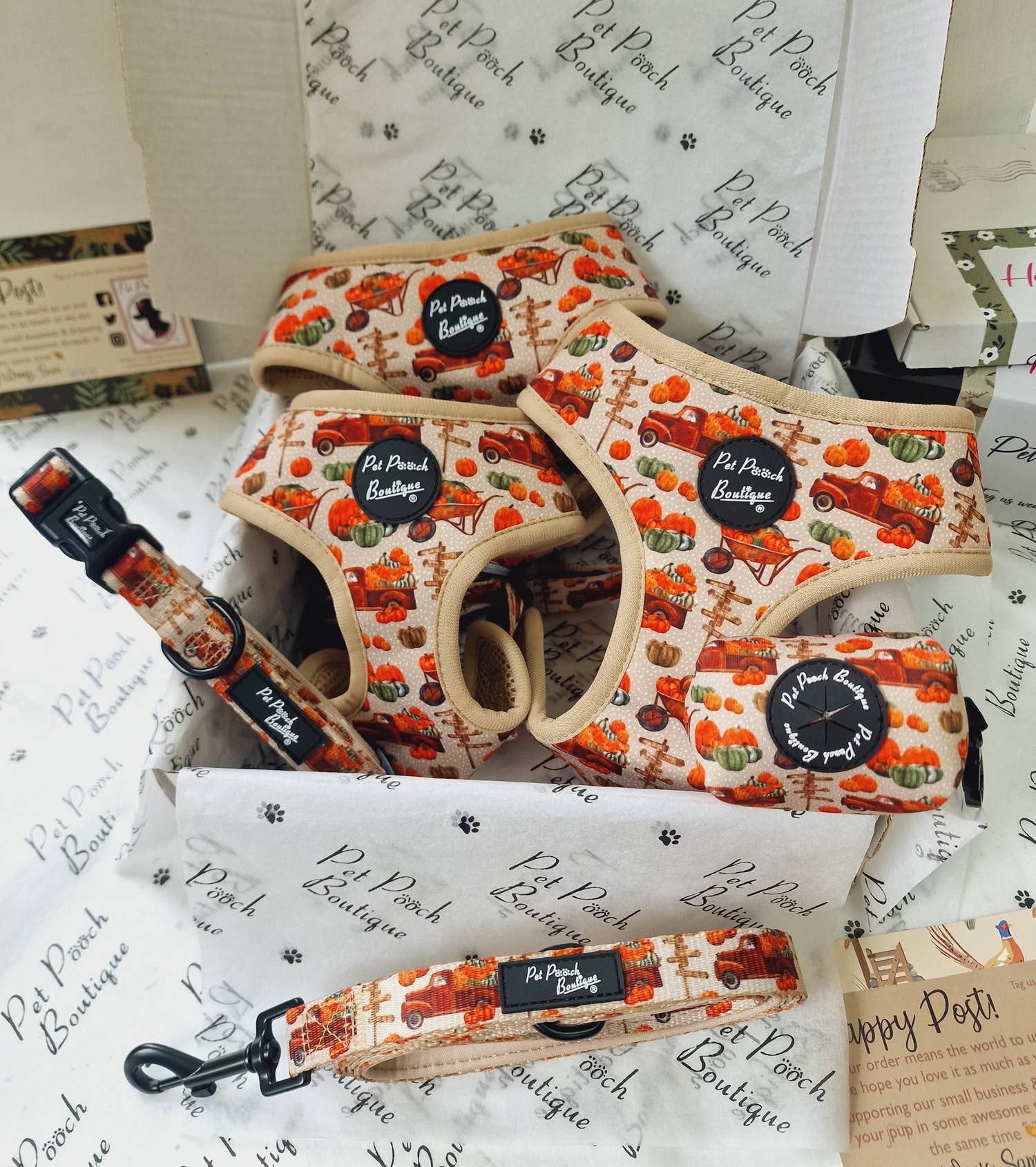 Pet Pooch Boutique - Wholesale Pet Harness - Dog - Pumpkin Patch Cart Puppy Dog Harness - XS - L (autumn/fall)9