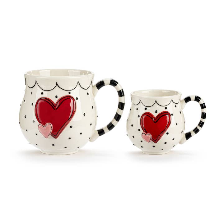 Double Heart Big Little Mug Set for wholesale by DEMDACO