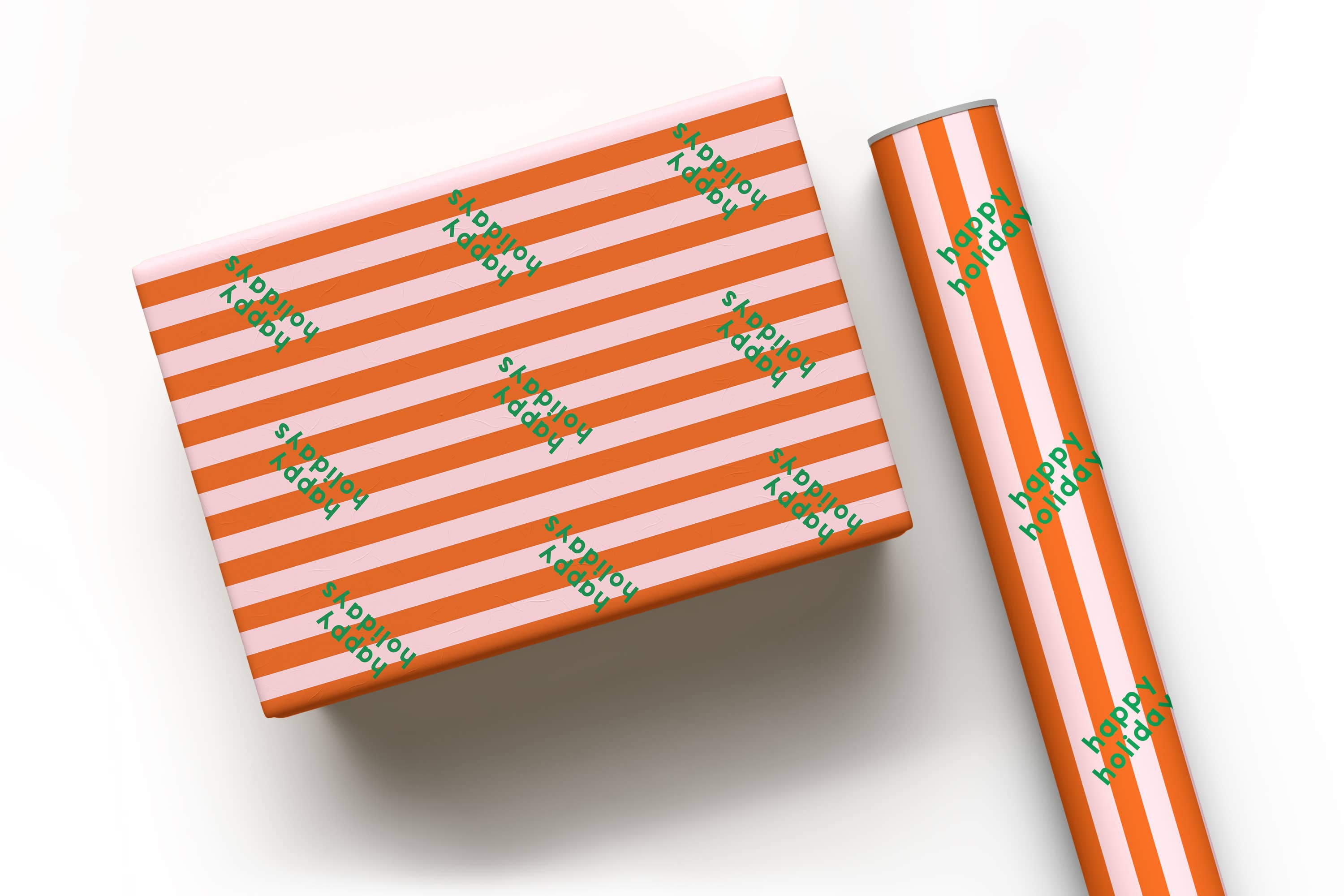 Maddison Ball Creative - Wholesale Flat Wrap - Orange and Blush Happy Holidays Christmas Gift Wrap4