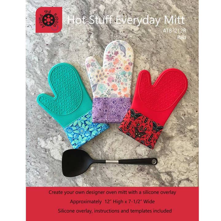 Around the Bobbin - Wholesale Oven Mitt/Pot Holder - Hot Stuff Everyday Mitt-Red | Sewing Pattern with Silicone