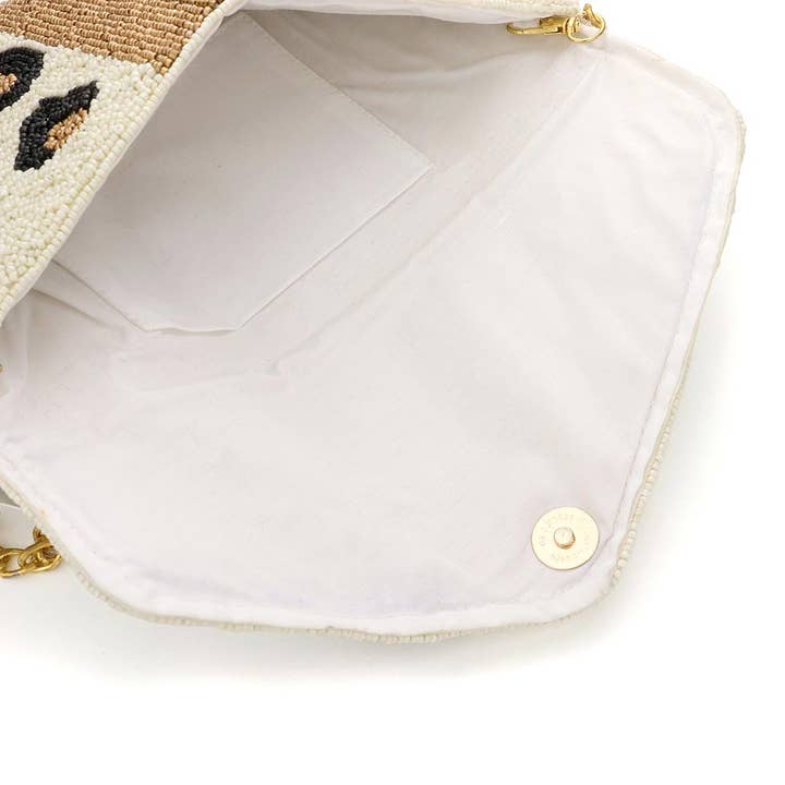 Boho Grow Studio – Engroshandel Clutch - Dame – Honningbi Leopard Print Seed Perle Clutch Crossbody taske