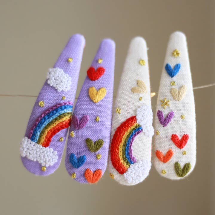 Dreamy Days Embroidered Hair Clips for wholesale by Finer Embroidery