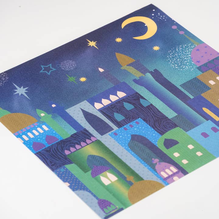 Gatherings by Curated Paperie - Wholesale Disposable placemat - HOL25-PL7-Nativity Cityscape Paper Placemats2