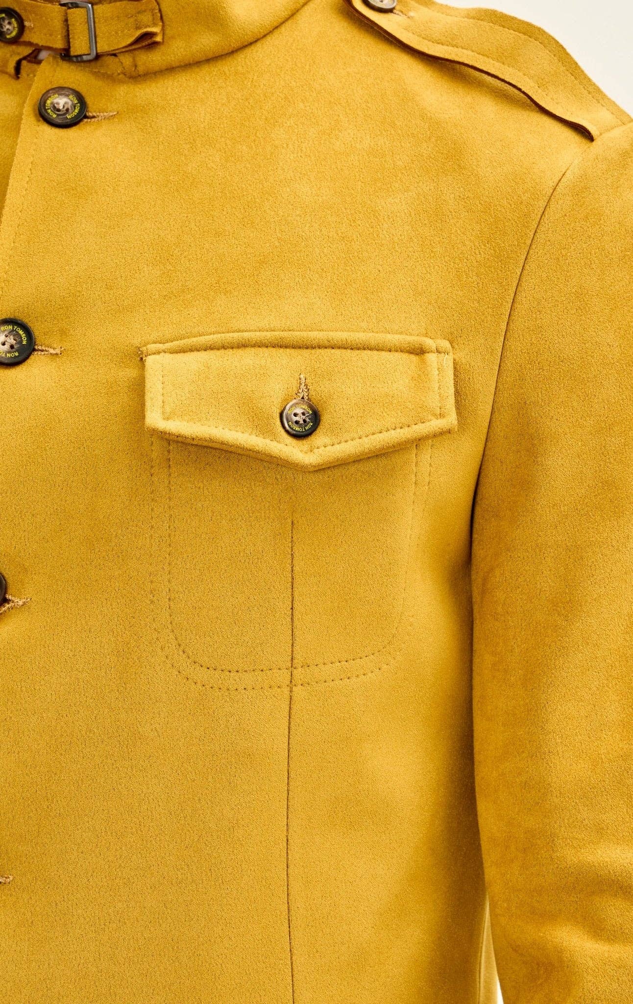 Men's Faux Suede Safari Jacket - Mustard for wholesale on Faire1