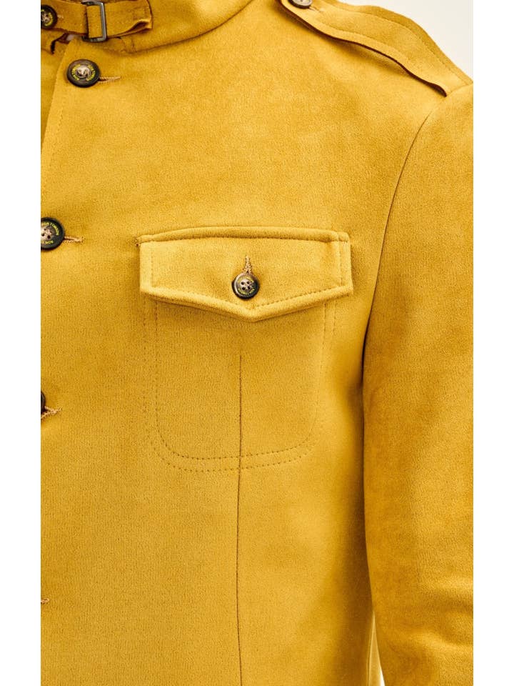 Men's Faux Suede Safari Jacket - Mustard for wholesale on Faire1