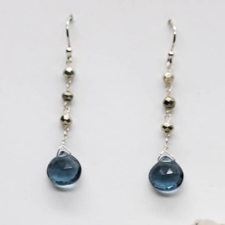 Blue Quartz Waterfall Silver Earrings for wholesale by Susan Roberts Jewelry