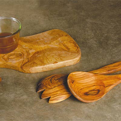 Ecodis - Grand Beau - Wholesale Serving Utensil - Wide olive wood salad servers Egg cup Olive - Ah! Table1