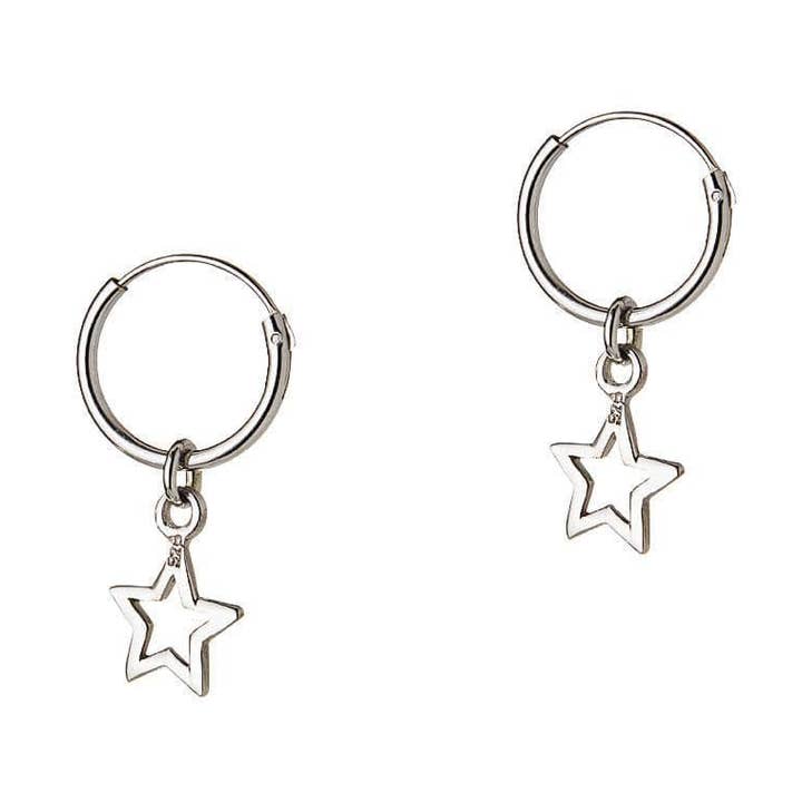 Aros de plata con estrella abierta de 12 mm para venta al por mayor de Juulry