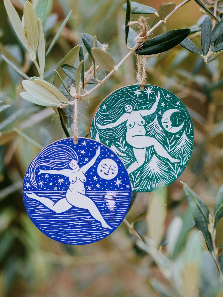 Wild Women Ornaments- charms, decorations, talismans for wholesale by Prints by the Bay