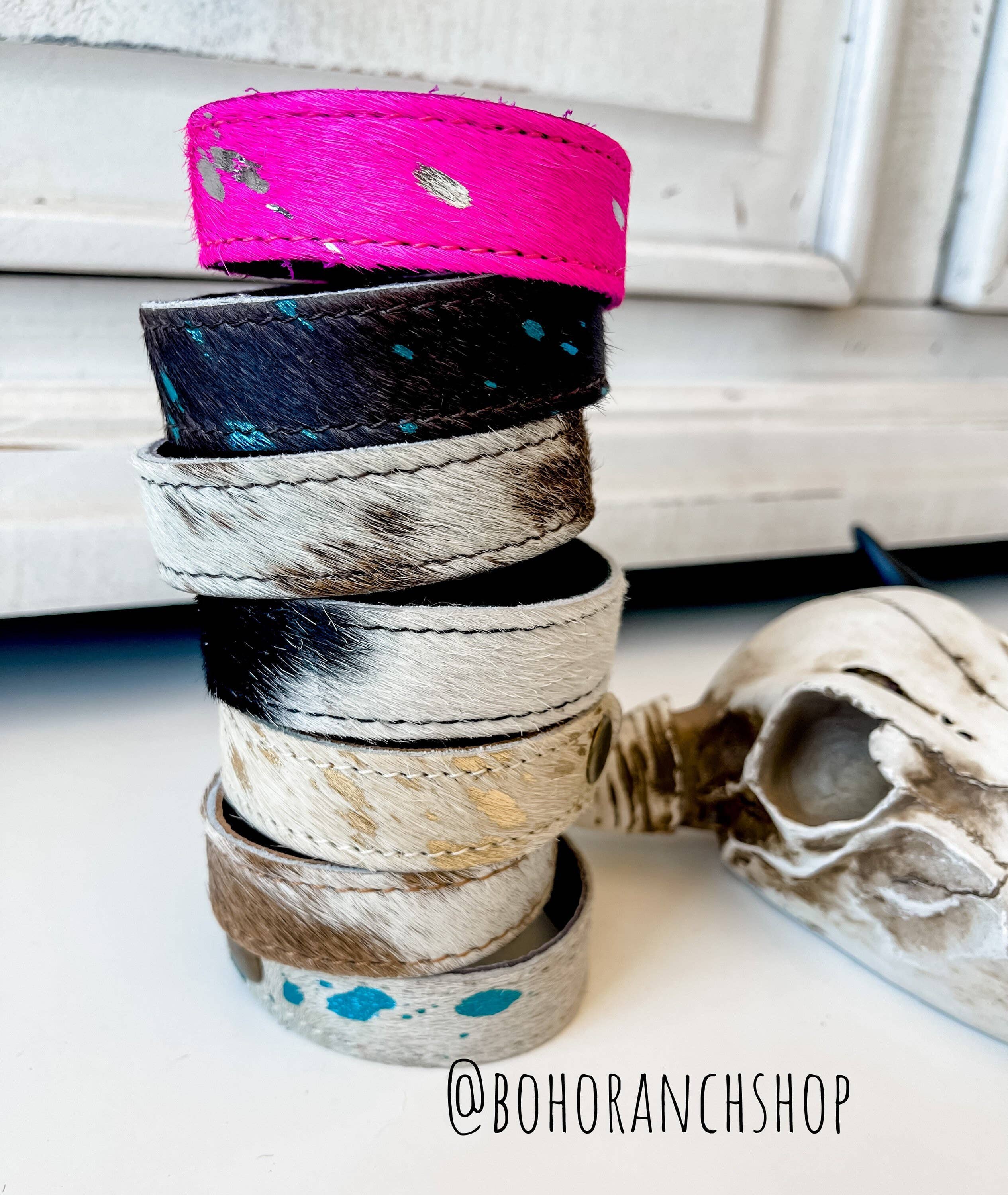 Boho Ranch Shop - Wholesale Cuff Bracelet - Western Hair on Cowhide Cuff Bracelet6