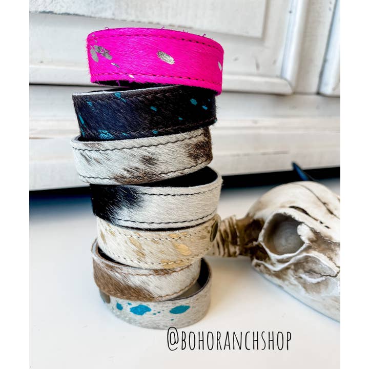 Boho Ranch Shop - Wholesale Cuff Bracelet - Western Hair on Cowhide Cuff Bracelet6