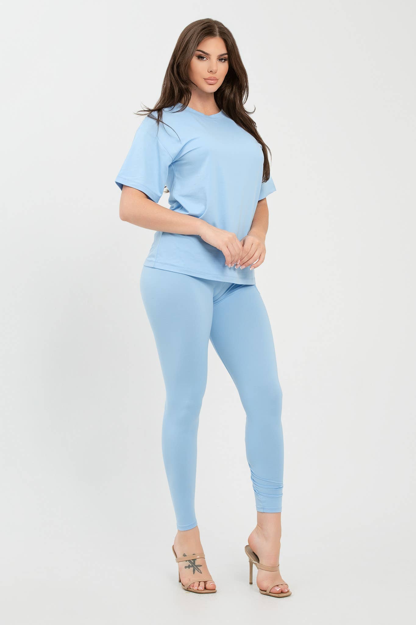 Julia by LoveJ – wholesale Set med topp och byxa – Dam – Set med borstad Dty rundhalsad topp och leggings16