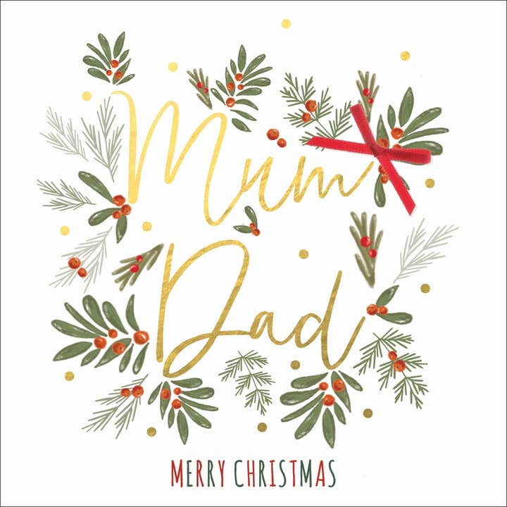 Mum and Dad, Handmade Christmas Card for wholesale by The Handcrafted Card Company