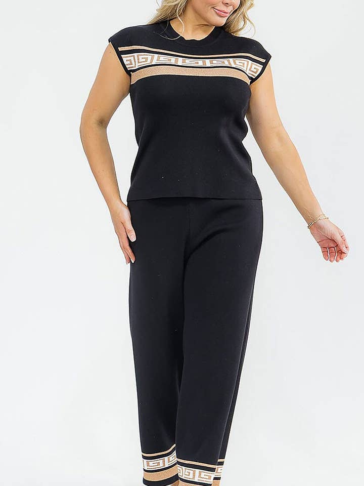 BLOUSE & ELASTIC WAIST PANTS SHIMMER SET for wholesale by ROUSSEAU