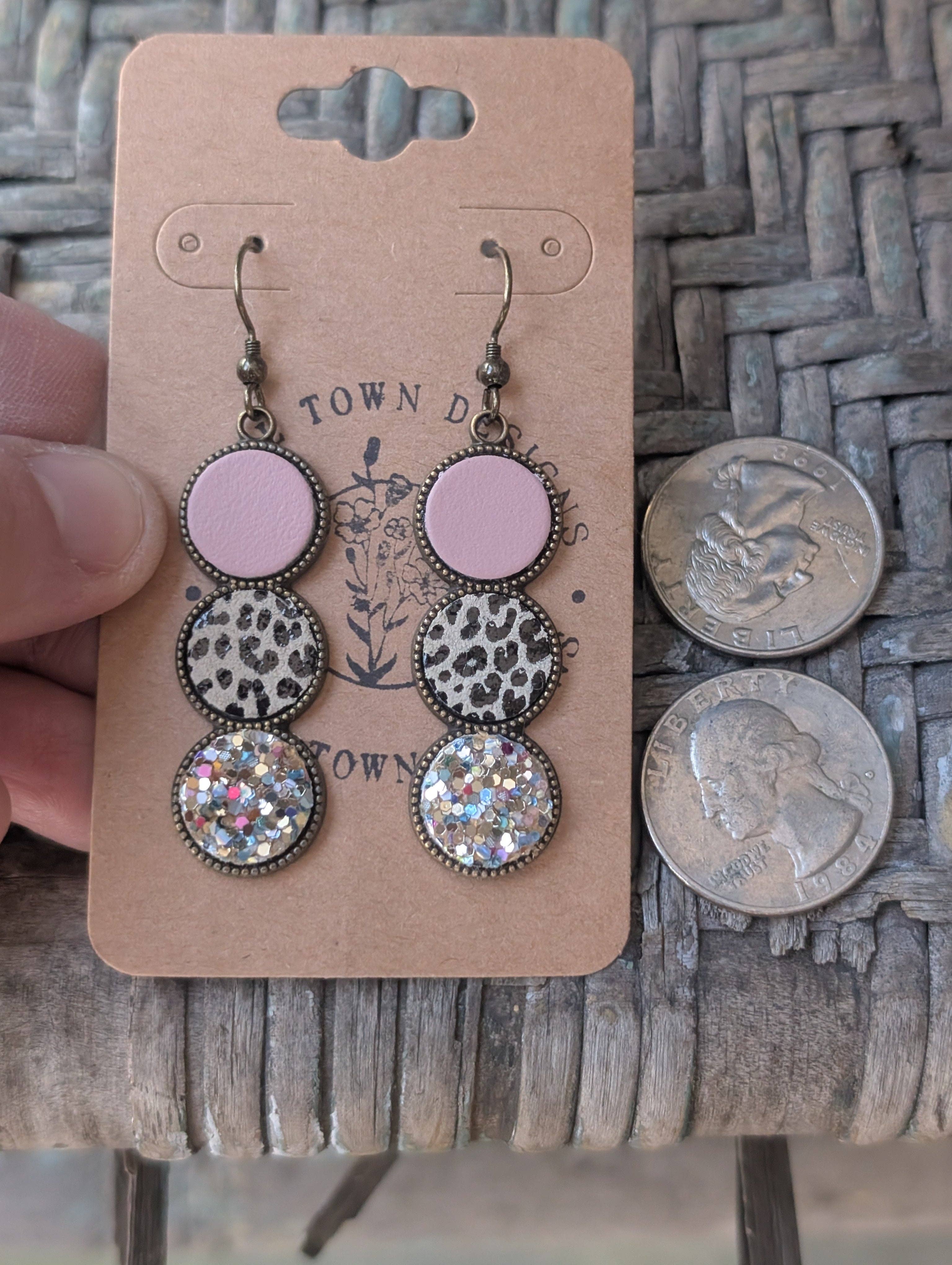 Small Town Designs - Wholesale Dangle Earrings - Dusty Pink, Leopard, Multi Gold Trio2
