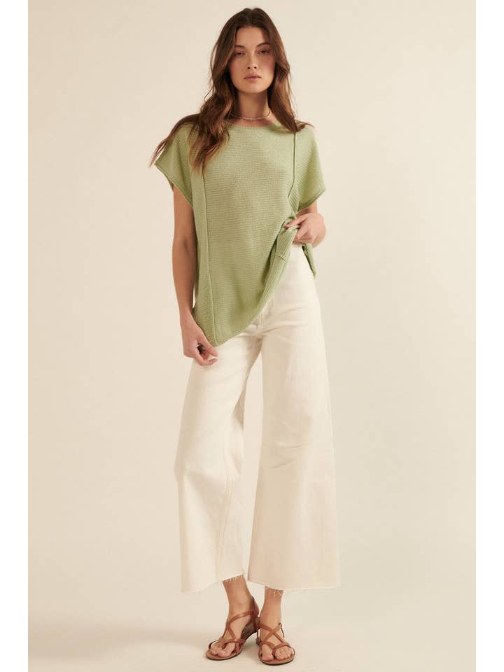 Promesa USA - Wholesale Tunic Sweater - Women's - Ribbed Knit Kimono-Sleeve Pocket Tunic Sweater