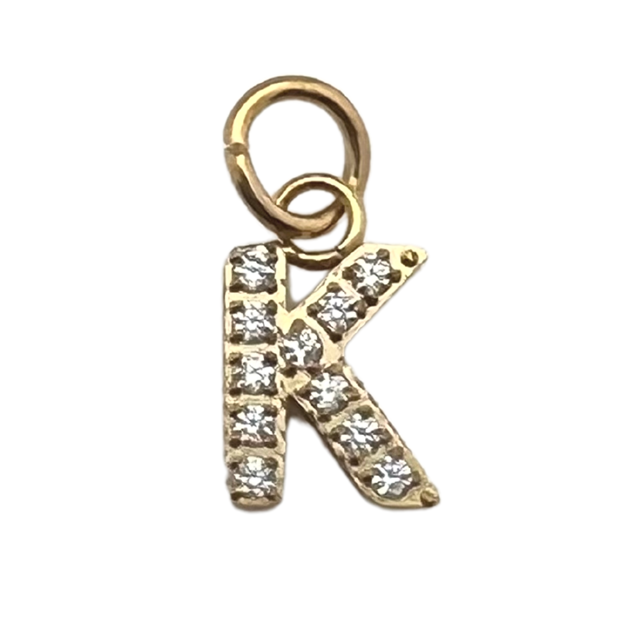 WJW – wholesale Individual charm/pendant – Gold Pavé Set CZ Initial Letter Charms17