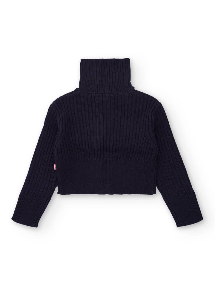 tuc tuc - Wholesale Knit Sweater - Kids - Navy blue knit sweater for girl with metallic closure1