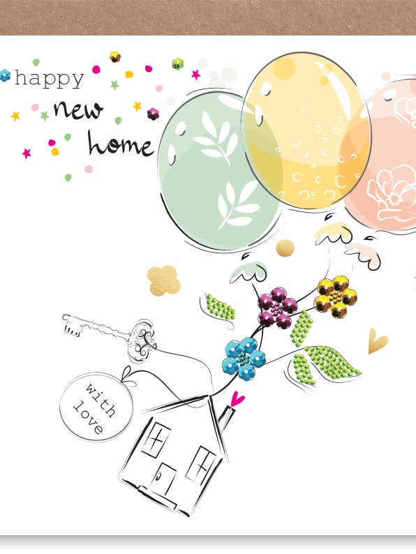 U32 New Home Hand-Finished Sequin Card for wholesale by SABIVO Design
