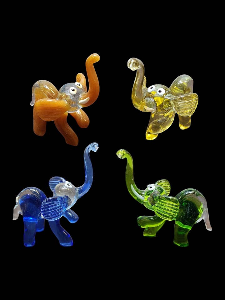 Naturally Colored Glass Figurine - Handcrafted - Elephant Design for wholesale by Glass by Iness
