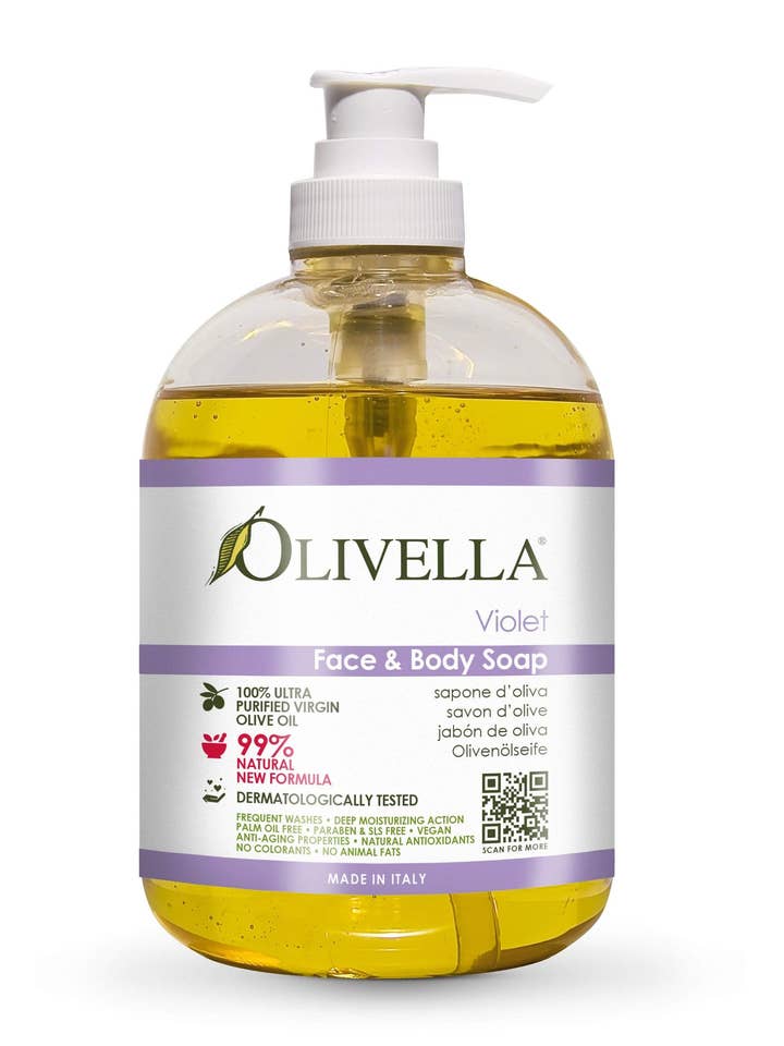 Olivella Face & Body Liquid Soap - Violet 16.9 Oz for wholesale by Olivella