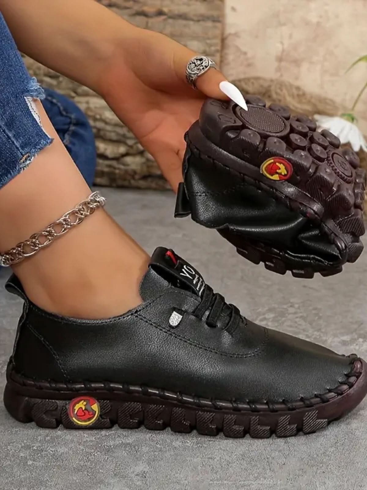 REMOVED BRAND - Wholesale Slip On Sneakers - Women's - PU Leather Round Toe Slip-Ons5