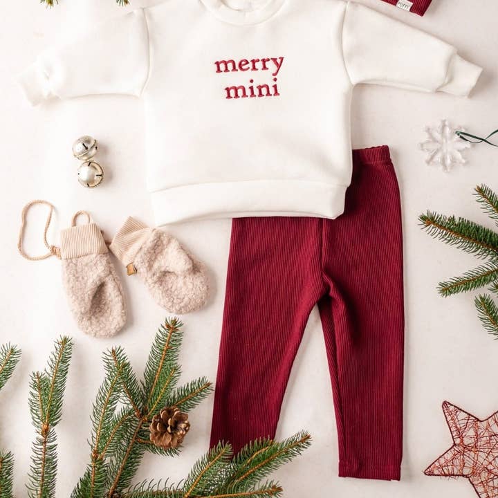 PUFFI - Wholesale Top & Leggings Set - Kids - Children’s Ribbed Leggings – Burgundy