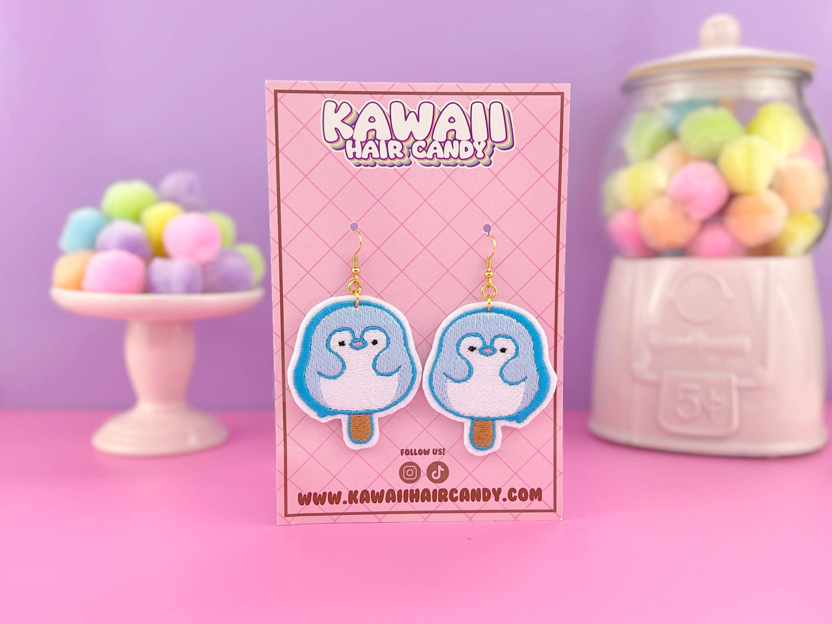 Kawaii Hair Candy - Wholesale Dangle Earrings - Cute Kawaii Style Chibi Penguin Popsicle Earrings1