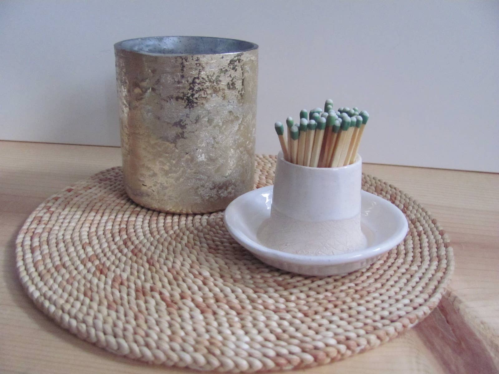 Amber Vintage Chicago Pottery - Wholesale Match Holder - Handmade Ceramic Match Striker with Dish6