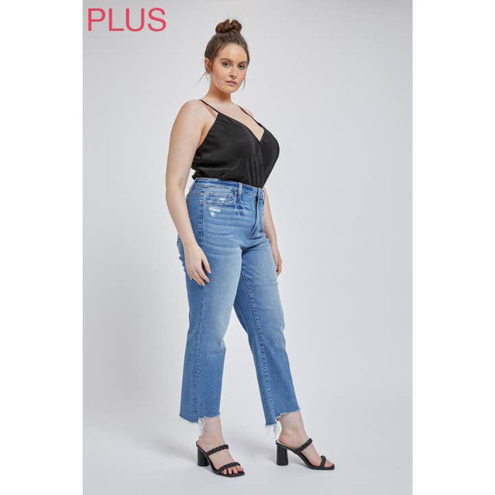 BLEUE SUPER HIGH STRAIGHT LEG WITH STEP HEM - Casual Style for wholesale on Faire2