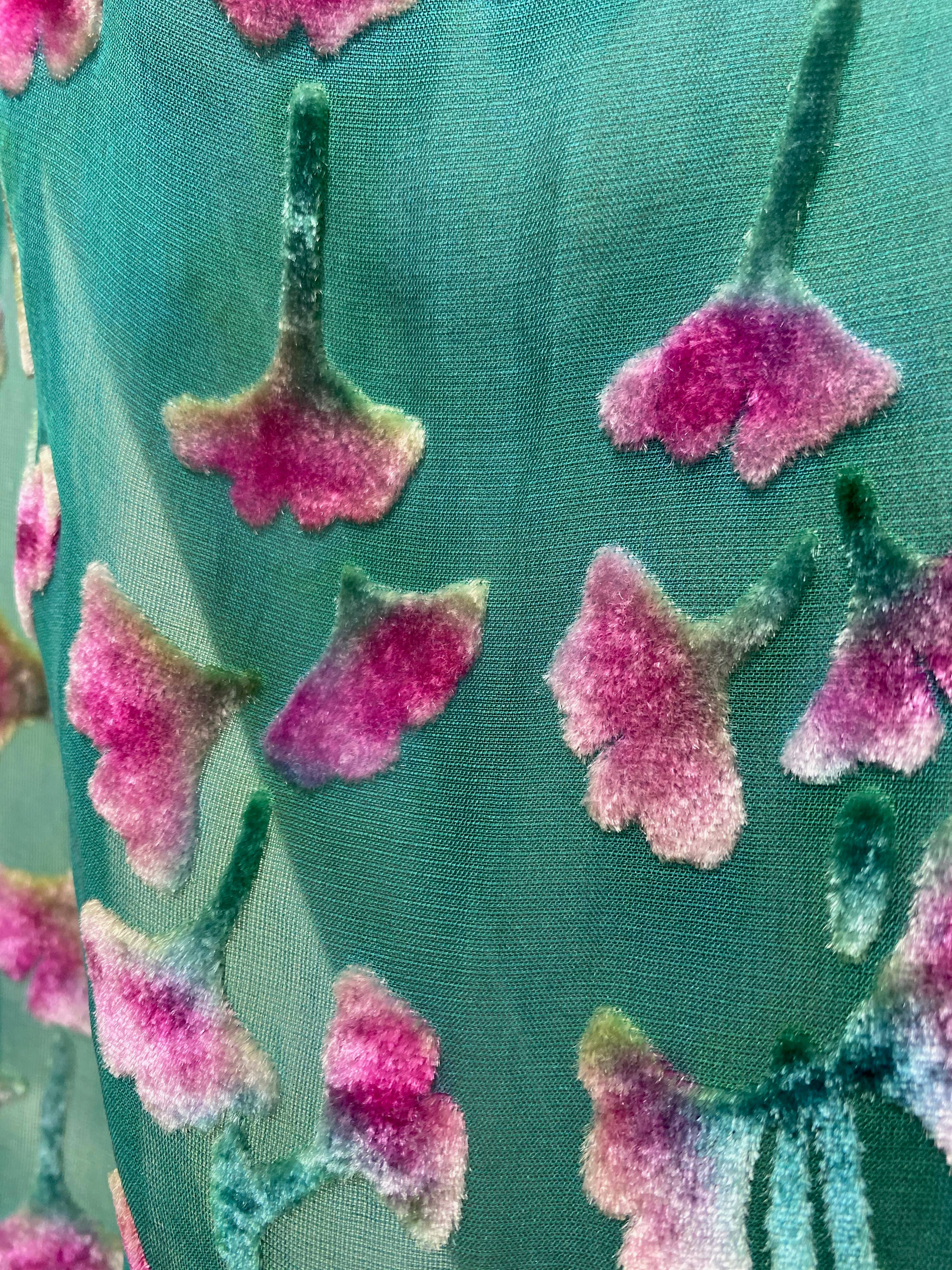 Sherit Levin Textiles - Wholesale Scarf - Women's - Devoré Silk velvet Hand Painted Floral Scarf6