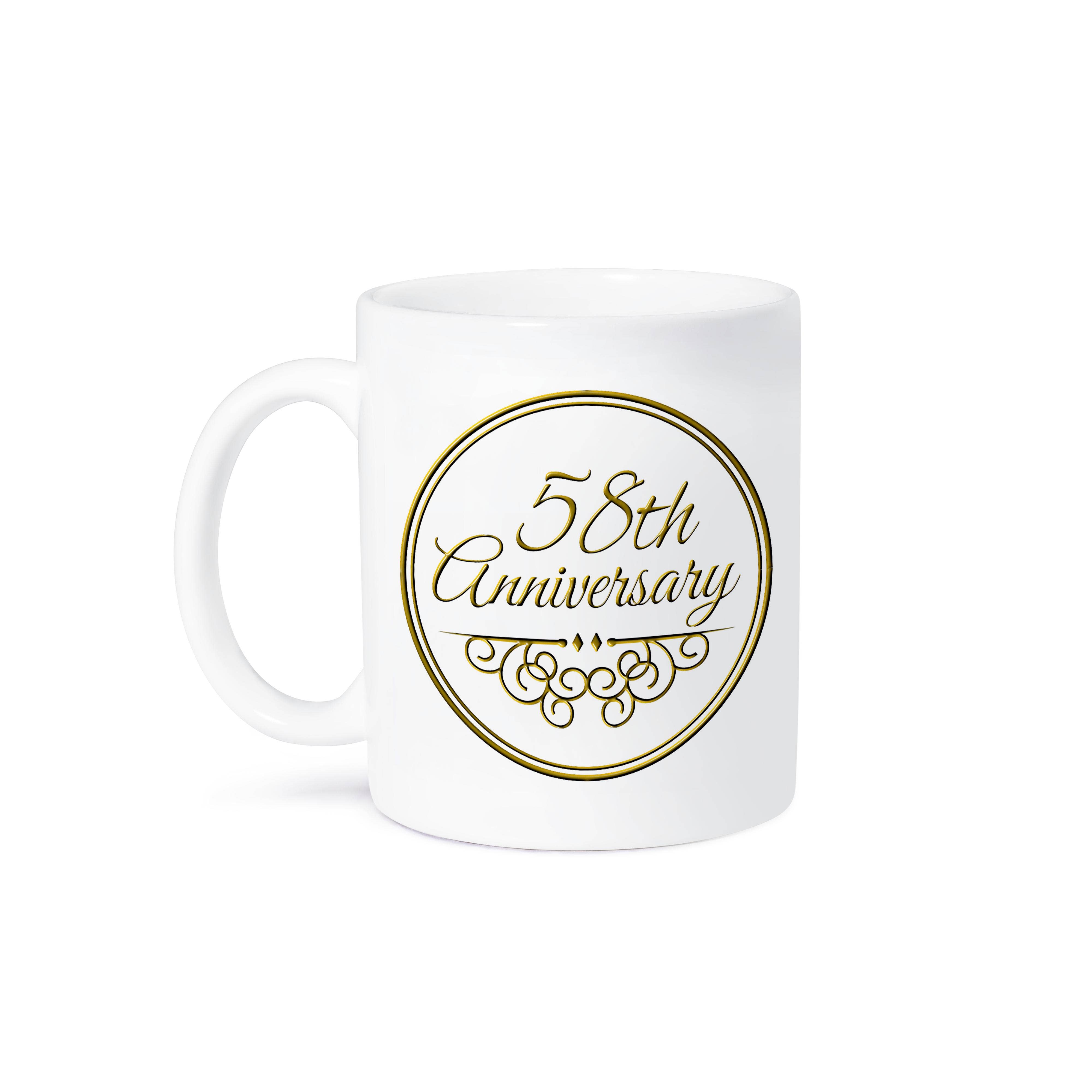3dRose - Wholesale Coffee Mug - 3dRose, Gift For 58th Anniversary - Gold Text For Celebrating Wedding Anniversaries - 58 Years Married Together, Mug8