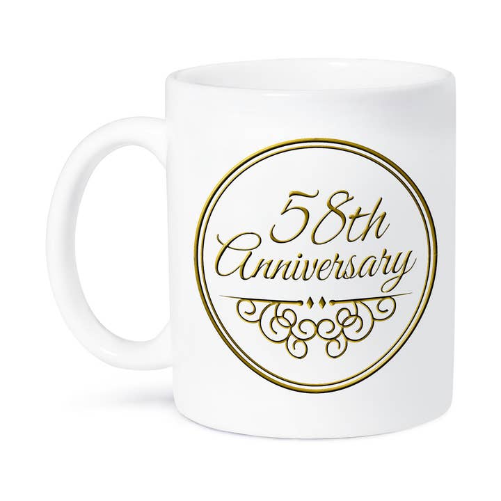 3dRose - Wholesale Coffee Mug - 3dRose, Gift For 58th Anniversary - Gold Text For Celebrating Wedding Anniversaries - 58 Years Married Together, Mug8