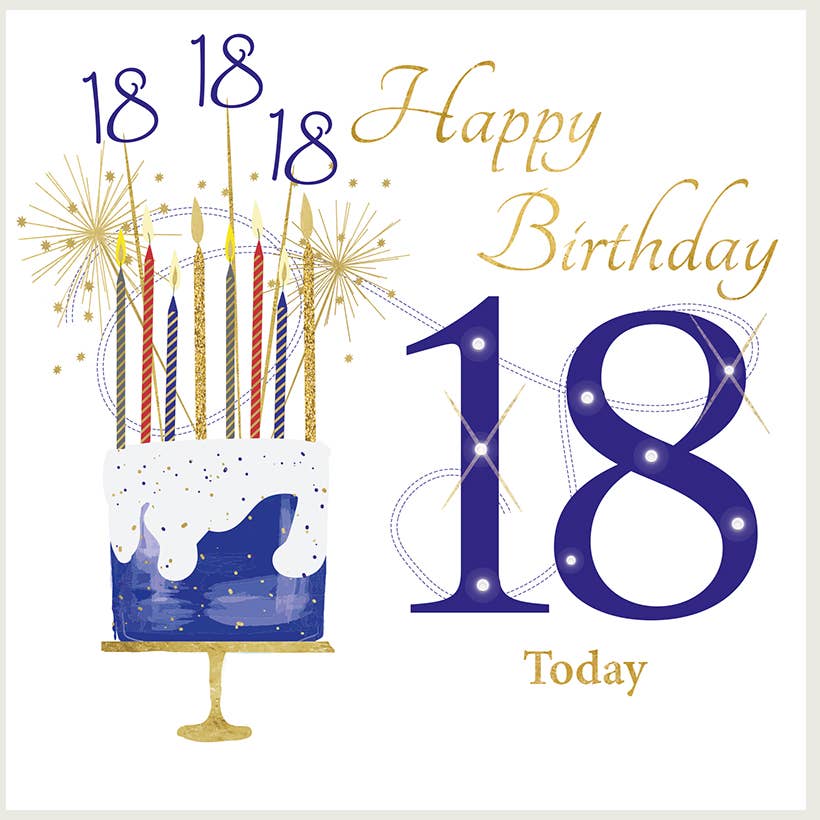 Rush Design Ltd – wholesale Birthday card – Age 18 - Blue0