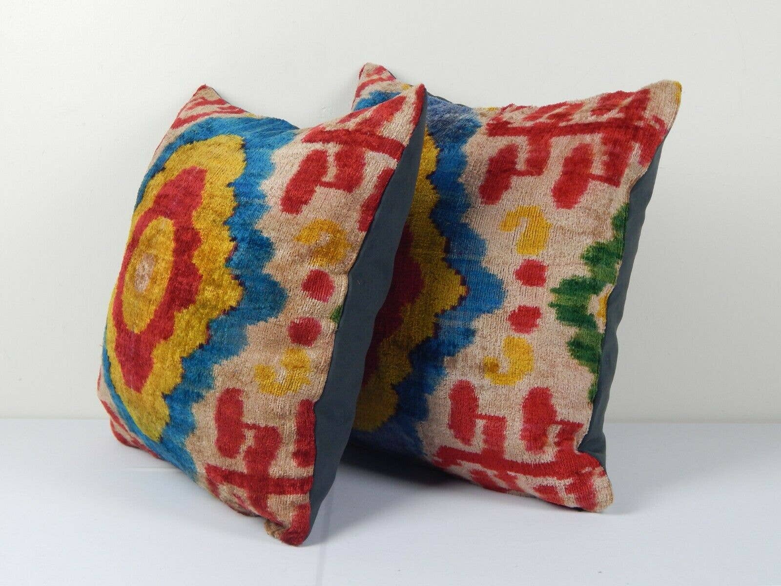 Vintage Pillows Store - Vendita all'ingrosso Fodera cuscino decorativo - Cuscino Ikat - Fodera per cuscino in velluto di seta - Set etnico2