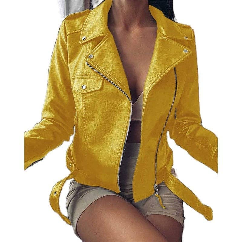 UZ Wholesale Store - Vendita all'ingrosso Giacca in pelle - Donna - Giacca motociclista in pelle aderente e corta5