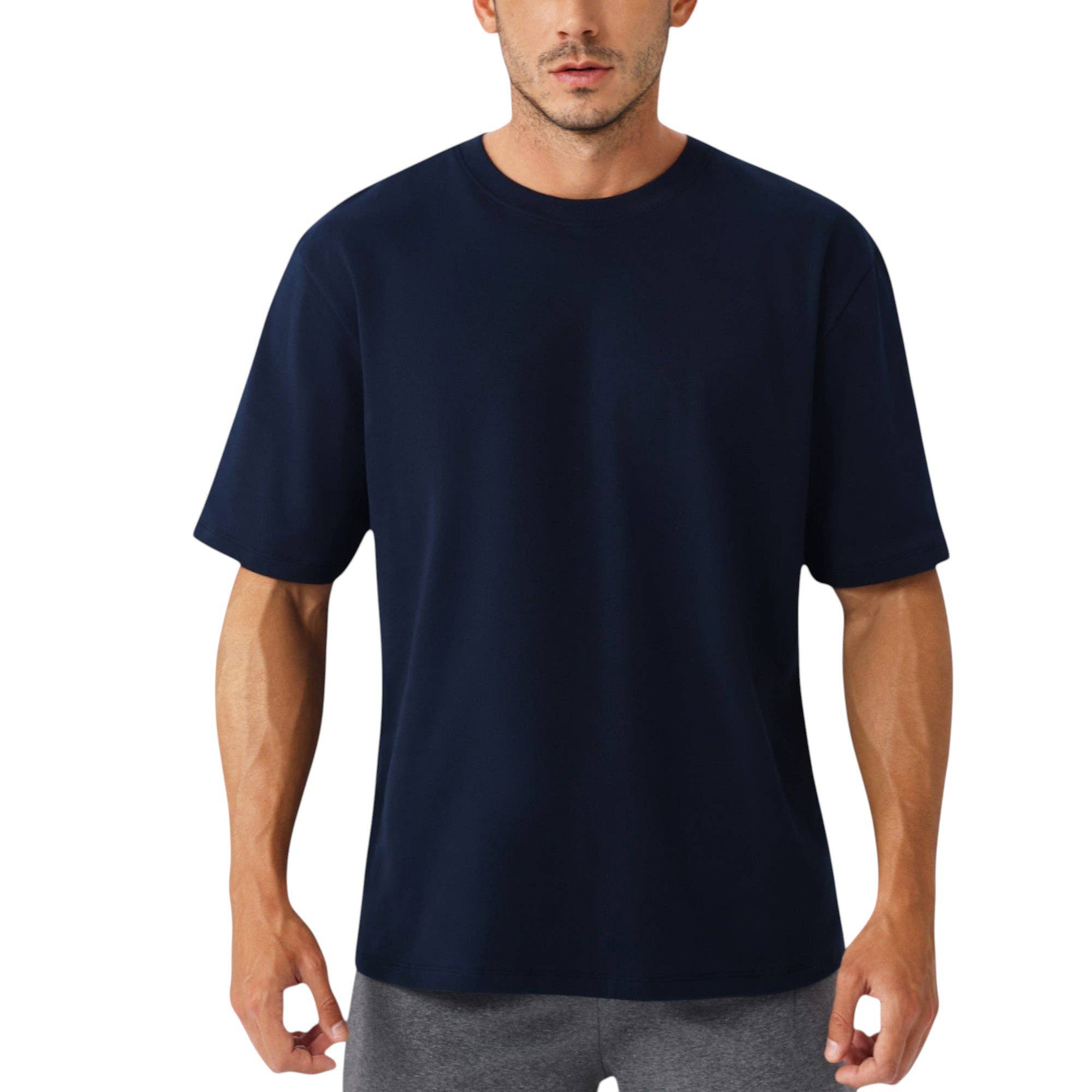 Active by Anna-Kaci - Wholesale T-Shirt - Men's - Men's Oversized Fit Short Sleeve T-Shirt with Drop Shoulders15