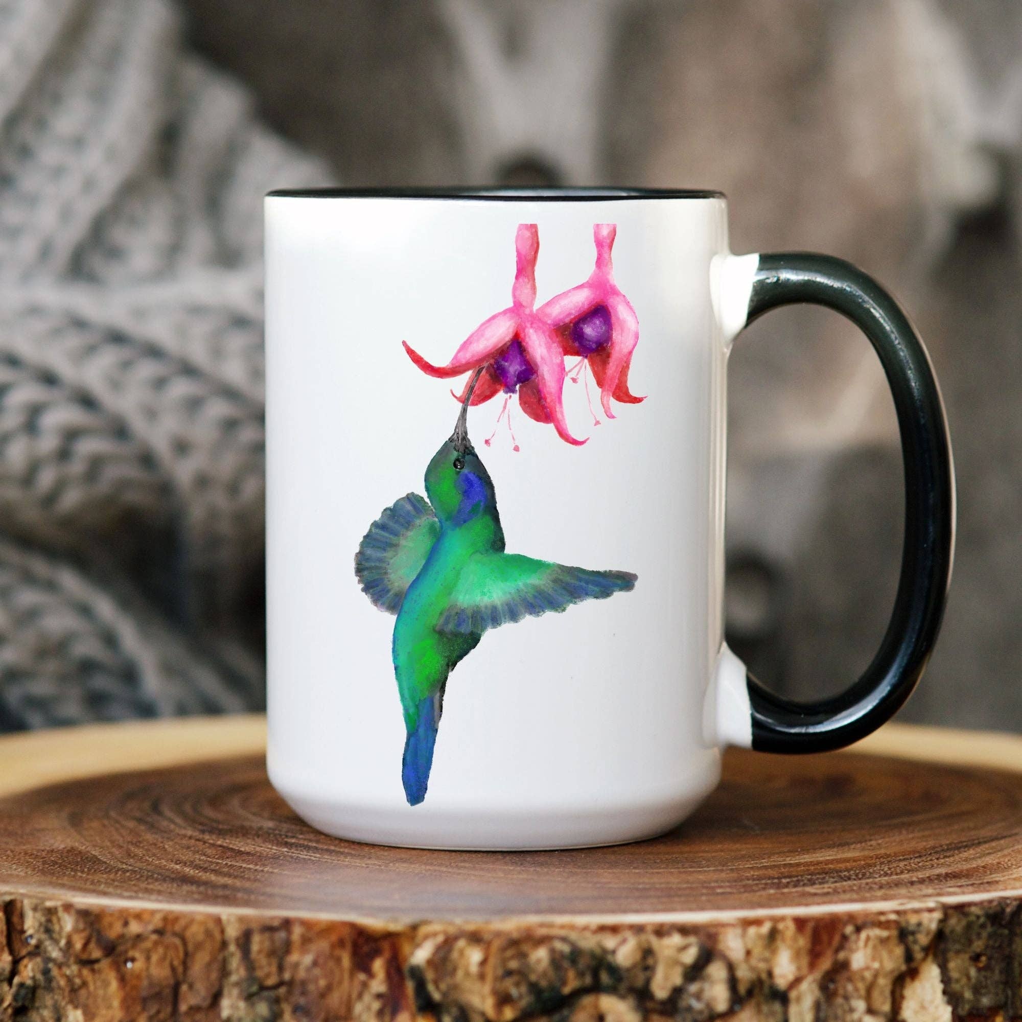 MerikaArt - Wholesale Coffee Mug - Hummingbird and Fuchsia Ceramic Coffee Mug4