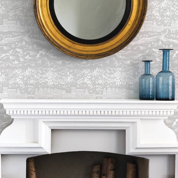 Province Town & Country Wallpaper in Natural Grey, 10m roll for wholesale on Faire3