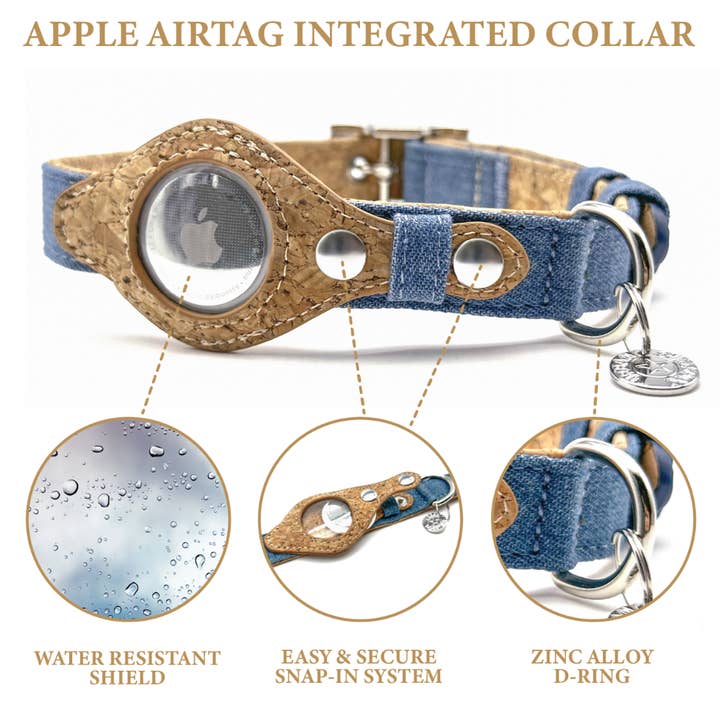 Urban Dog Stars - Wholesale Pet Collar - Dog - Airtag Collar - Denim & Cork1