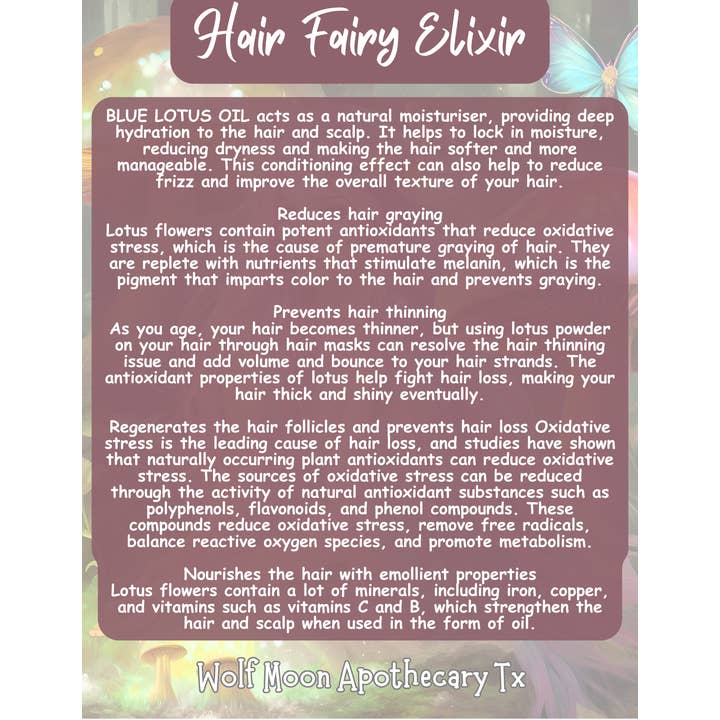 Wolf Moon Apothecary Tx - Wholesale Hair Oil - Hair Fairy Elixir | Natural | Organic | All Hair Types 8