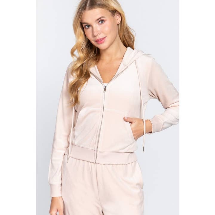 Paperdoll - Wholesale Jacket – Women's - LONG SLV VELOUR HOODIE JACKET 10