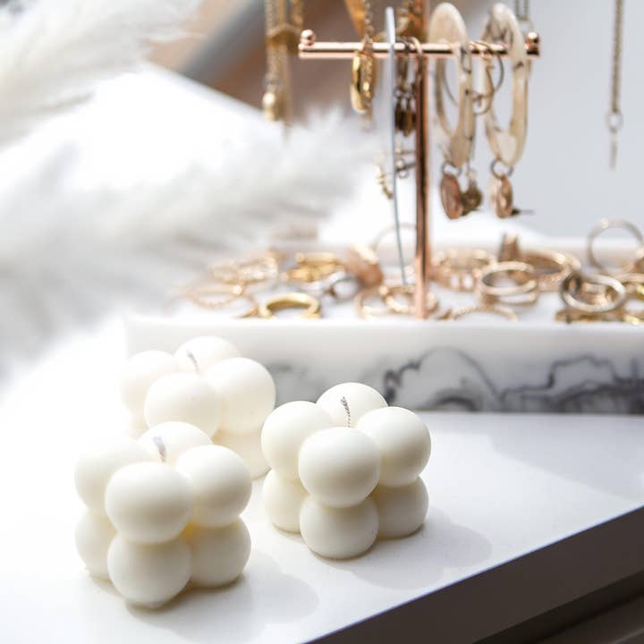 Blanco Natural 3 mini velas de pilar de burbujas de venta al por mayor en Faire