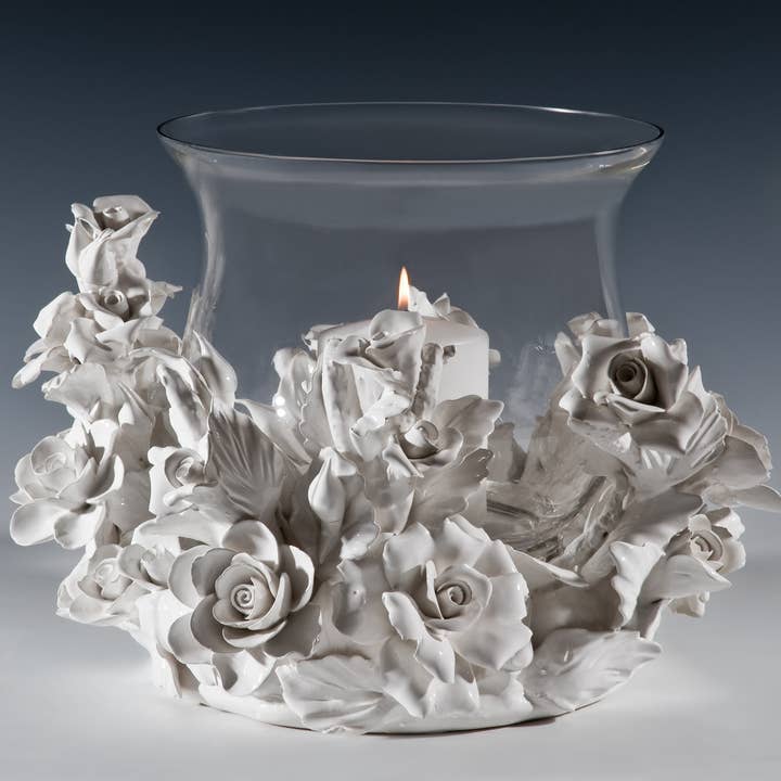 FLAMBEAU WITH ROSES for wholesale by I Borbone Arte di Capodimonte srl