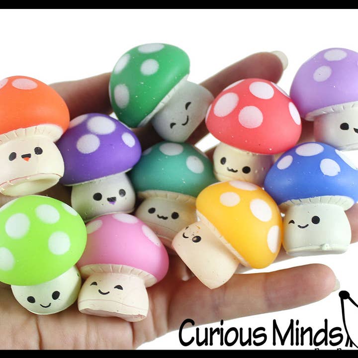 Curious Minds Toys - Wholesale Fidget Toy - Kids - 1 Cute Mushroom Mochi Squishy - Kawaii - Cute Individually 6