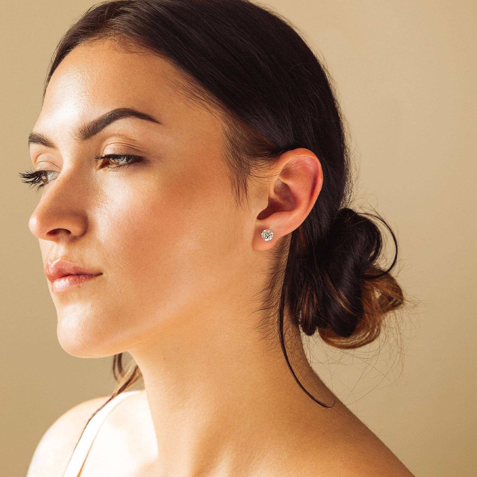 Lavishe Jewelry - Vente Clous d'oreille - Clous d'oreilles à tige en or massif 14 carats certifiés GRA en moissanite3