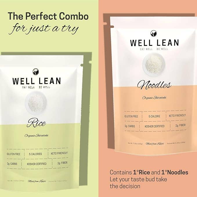 Well Lean LLC - Wholesale Pasta - Well Lean Organic Konjac Noodles & Rice - 2-Pack, Low Carb1