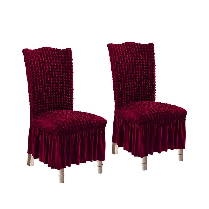 SOGA 2X Burgundy Chair Cover Seat Protector with Ruffle Skirt Stretch Slipcover Wedding Party Home Decor for wholesale by SOGA International Pty Ltd