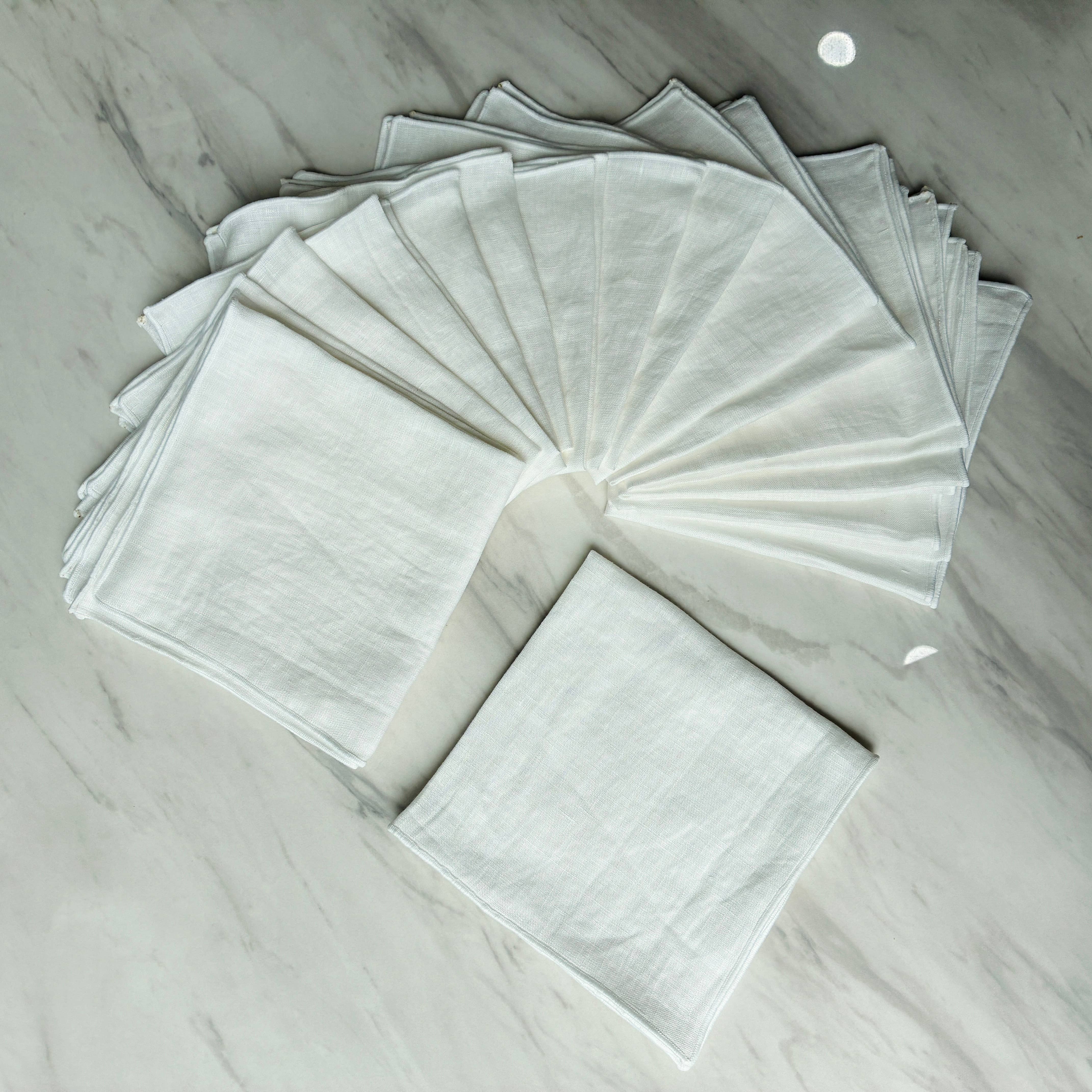 Belle Linen – wholesale Näsduk - Unisex – 100% Premium Vit Linne Näsduk Servett Handduk2